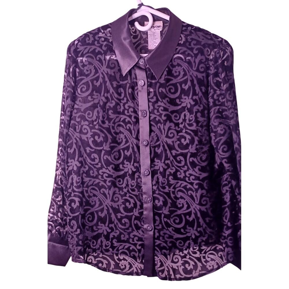 VTG Petite Perceptions Two Piece Burnout Velvet Jacket & Velvet Top 12 Petite - Picture 7 of 11
